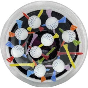 Peggy Karr TEES‎ 8.5" Fused Art Glass Bowl Golf Balls & Tees 2003